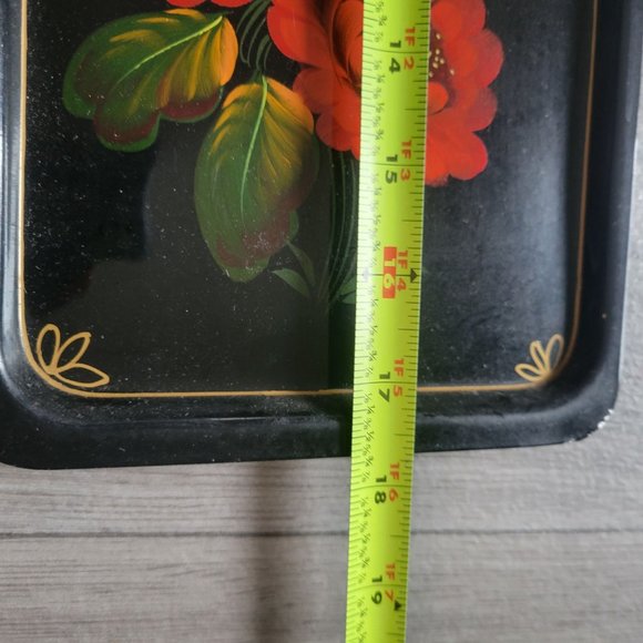 Vintage Handpainted USSR Metal Tray With Floral Design - Picture 6 of 7